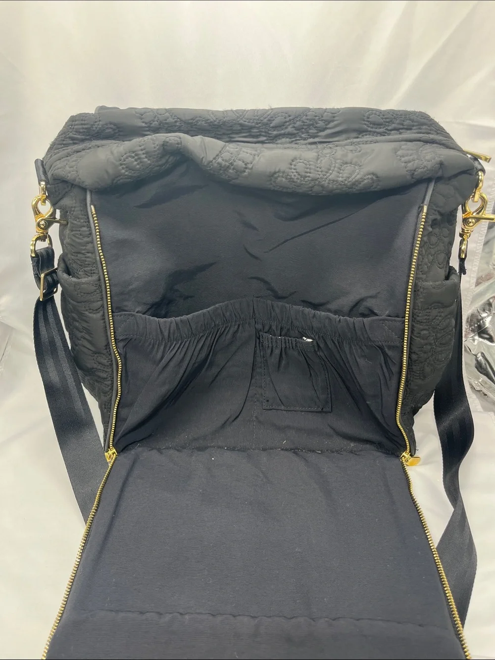 Petunia Pickle Bottom Black Quilted Boxy Backpack Diaper Bag